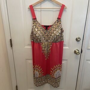 INC‎ International Concepts Sz 3x Dress Pink Yellow Floral Rhinestone NWT